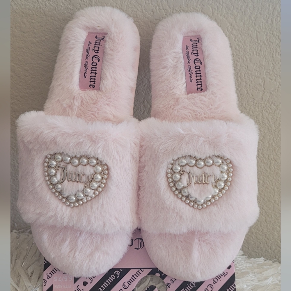 Juicy Couture Blush Furry Slides